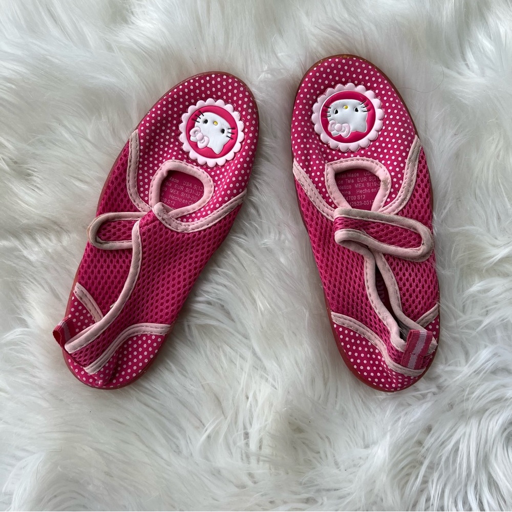 Hello Kitty Pink and White Polka Dot Velcro Girl’s Water Shoes
